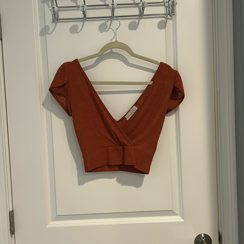 Orange V Neck Crop Top